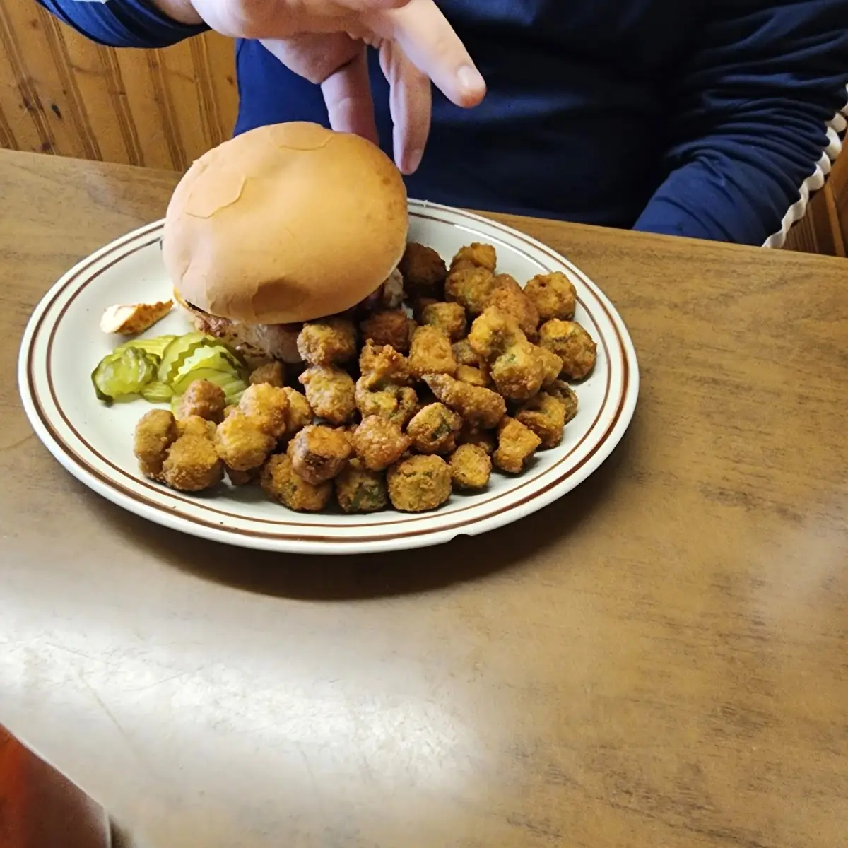 Double Burger with Fried Okra