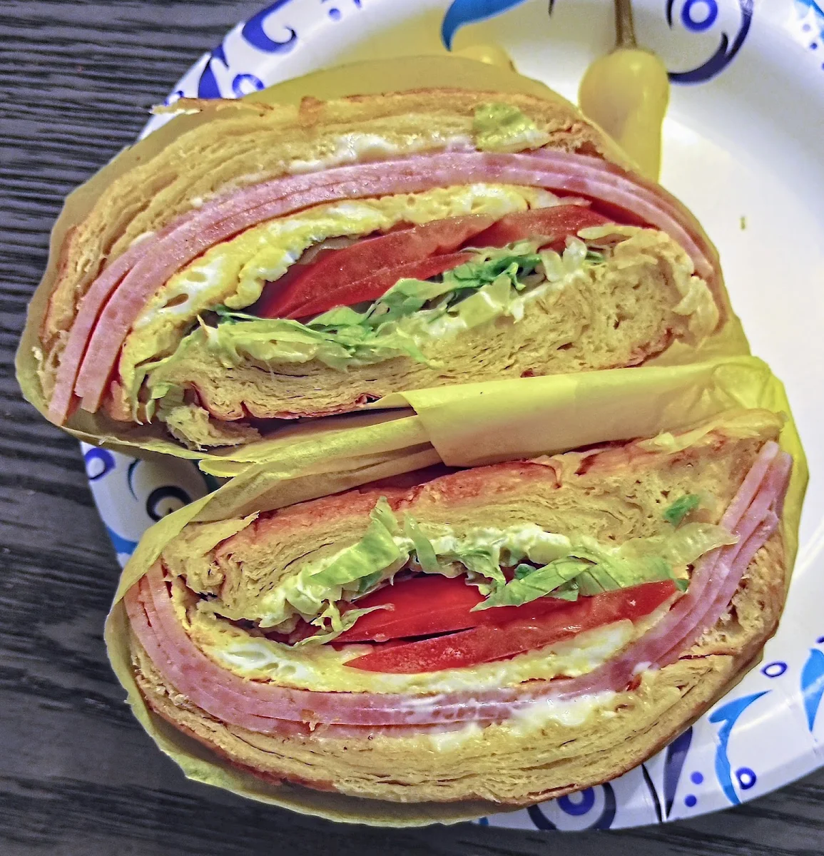 Ham and Egg Sandwich with Cheese Lettuce Tomato
