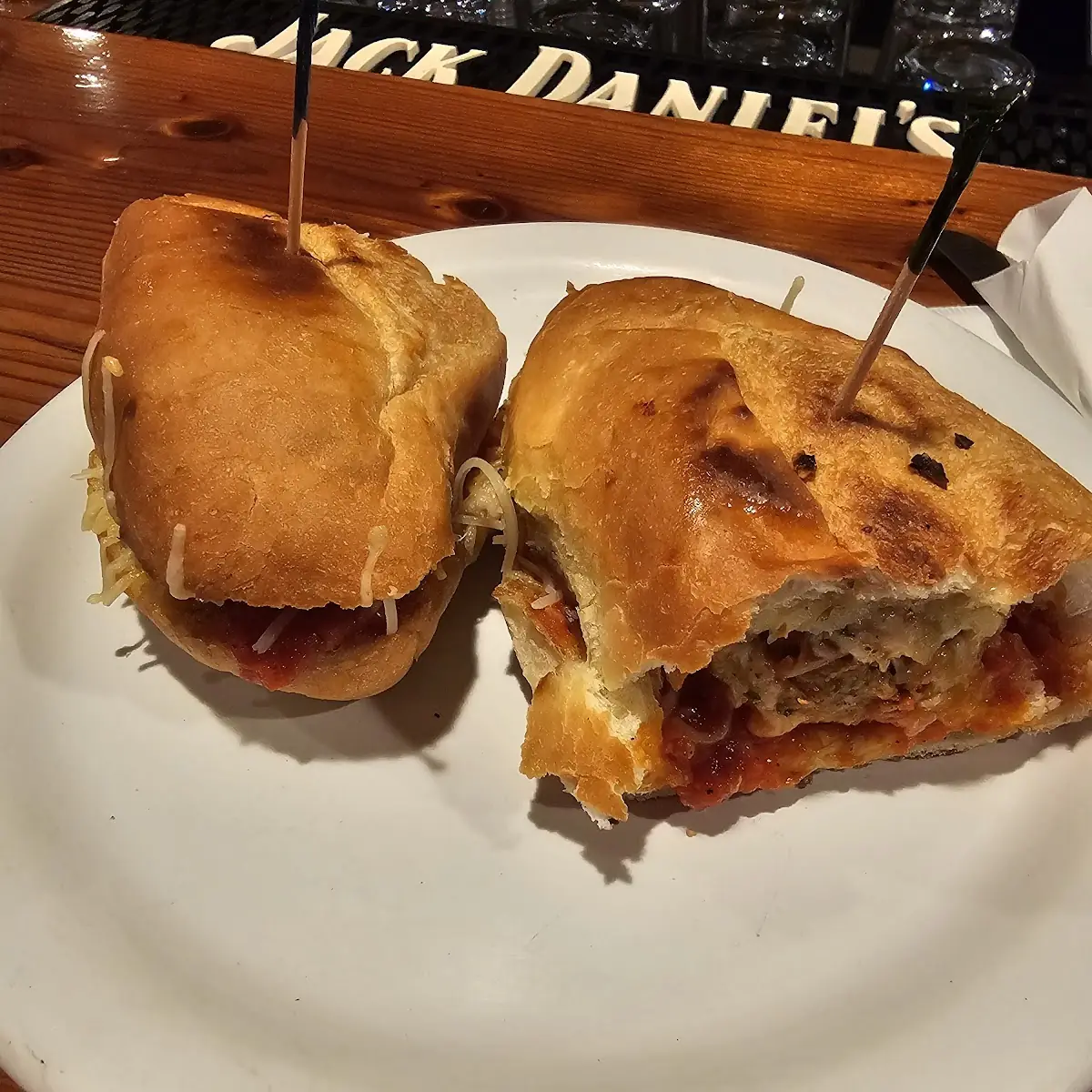 Meatball Sandwich on Garlic Bread Roll