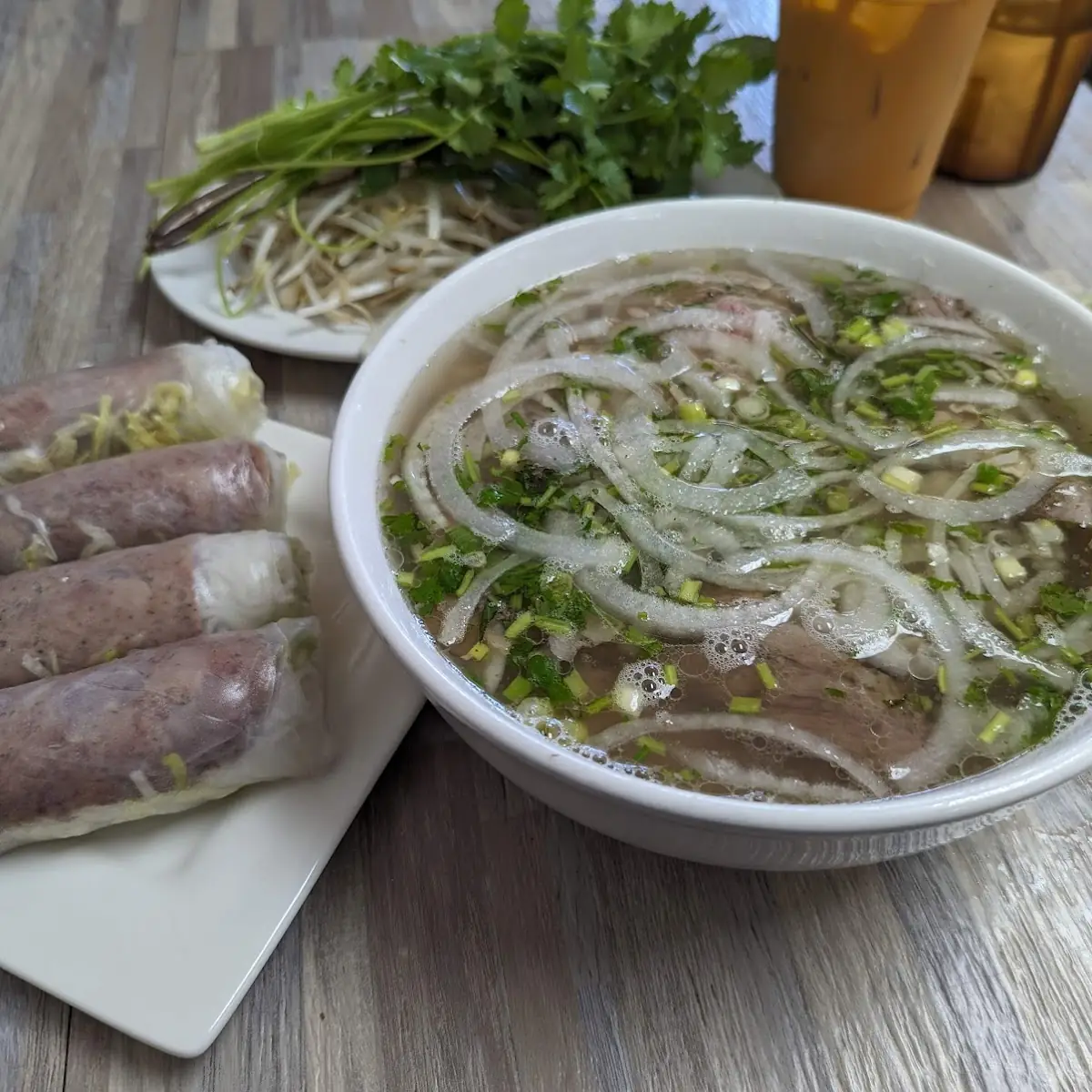 Beef Pho and Spring Rolls