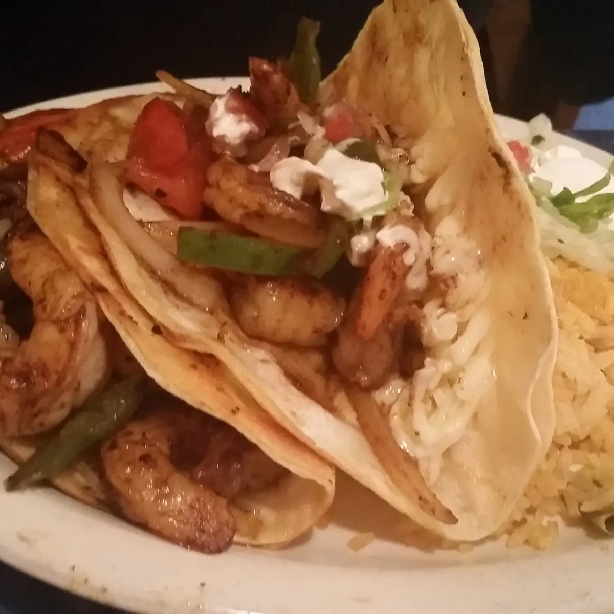 Shrimp Tacos with Rice and Beans