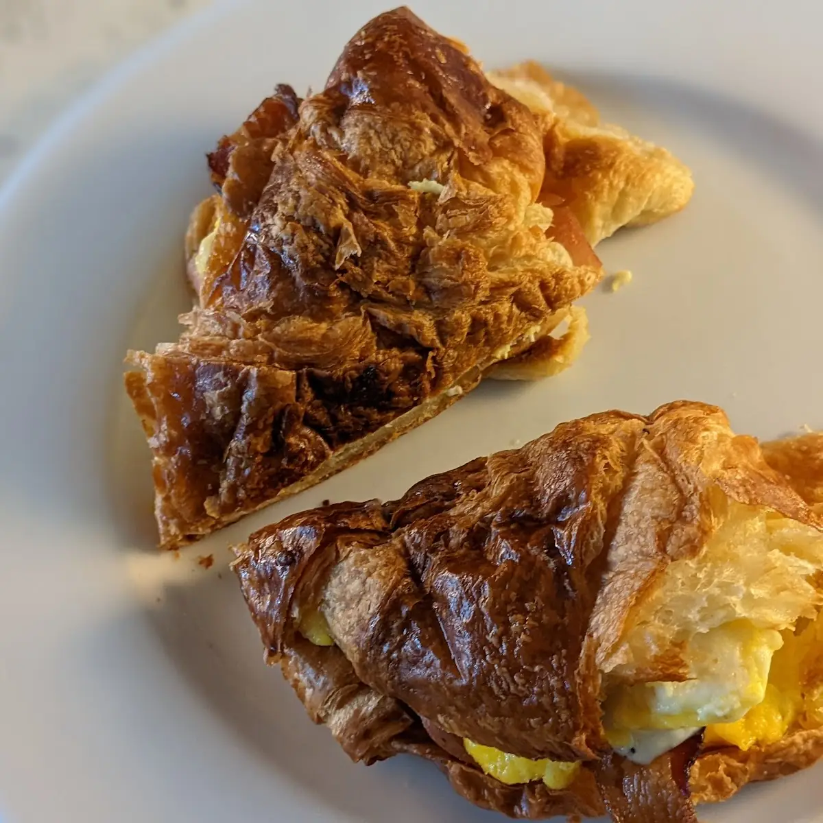 Breakfast Croissant with Ham Cheese Egg and Bacon
