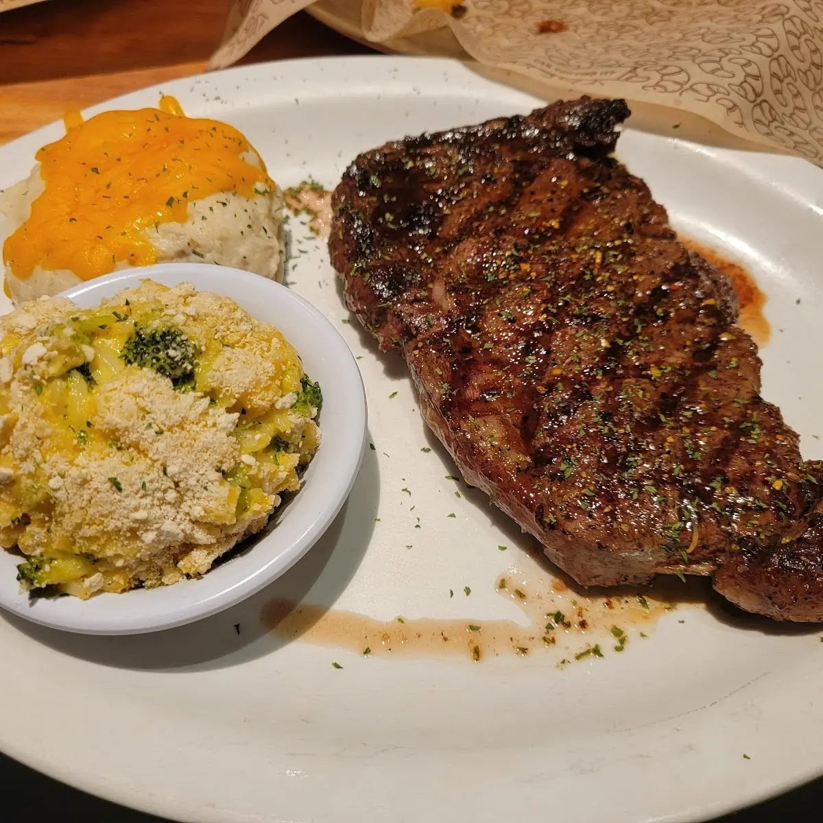 Ribeye Steak Loaded Mashed Potatoes and Broccoli Cheese Casserole