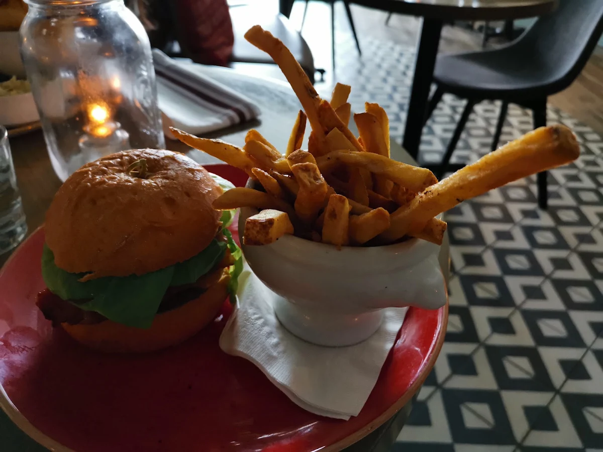 Burger and Fries with Gluten-Free Bun Substitute