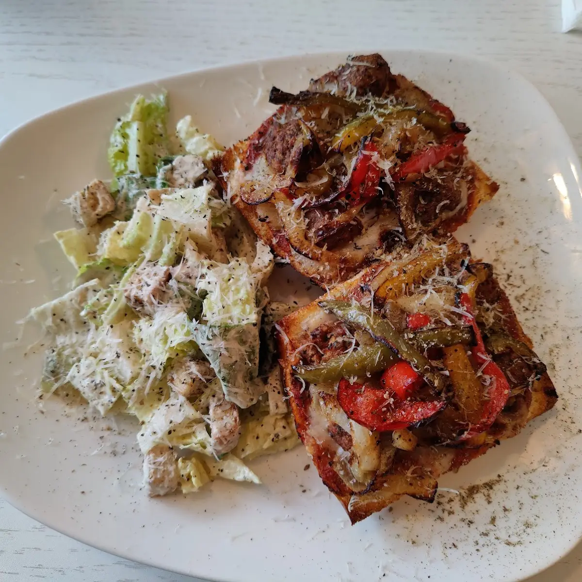 French Bread Pizza &with Caesar Salad Meatballs