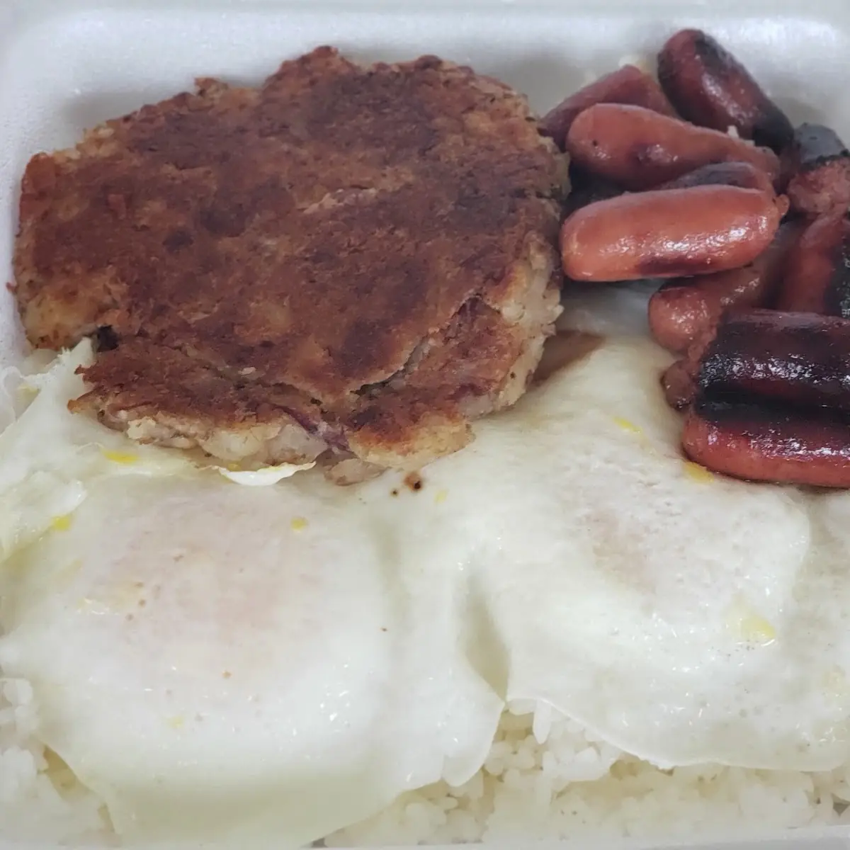 Corned Beef Hash Lil' Smokies and over Easy Eggs