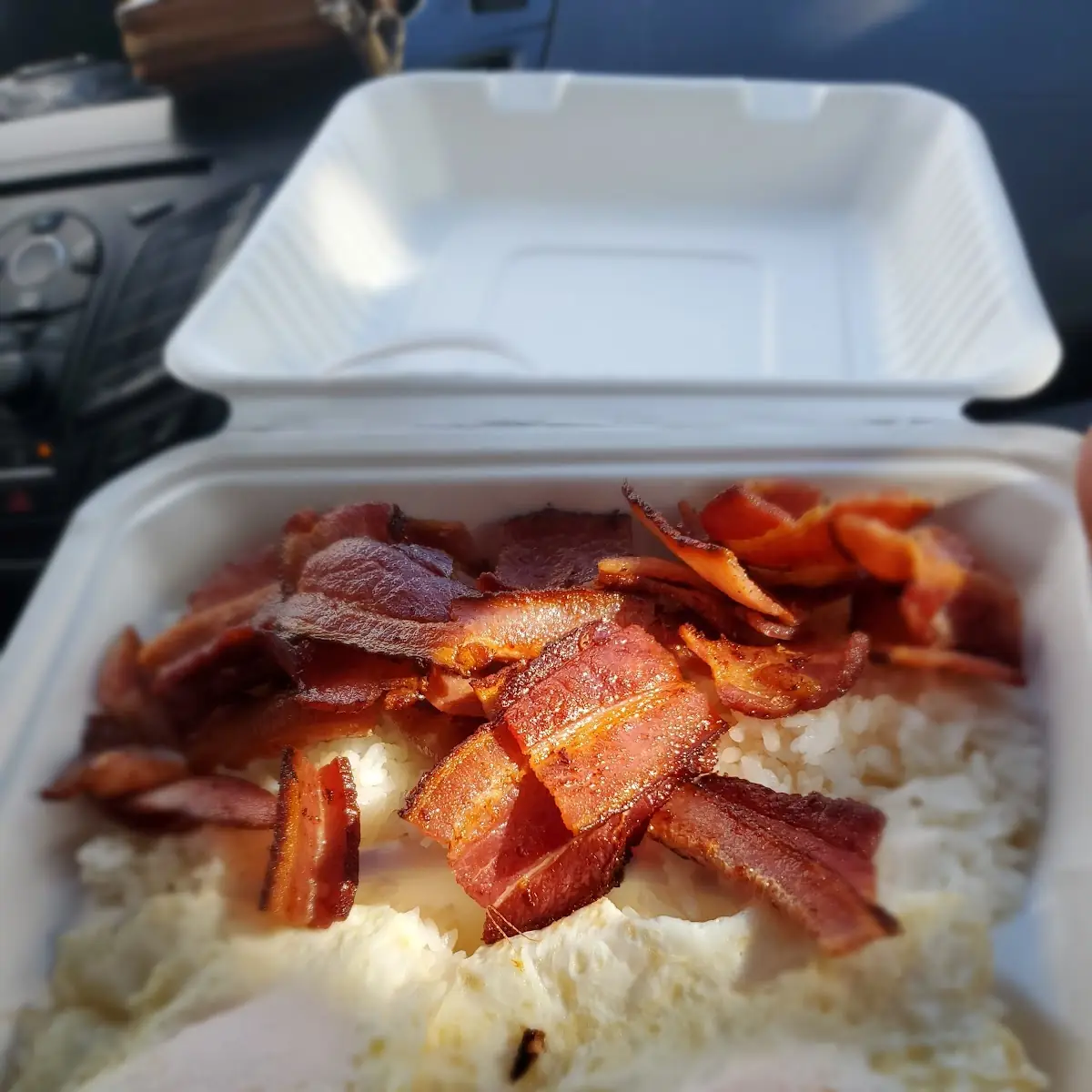 Crispy Bacon Portuguese Sausage and Eggs Over