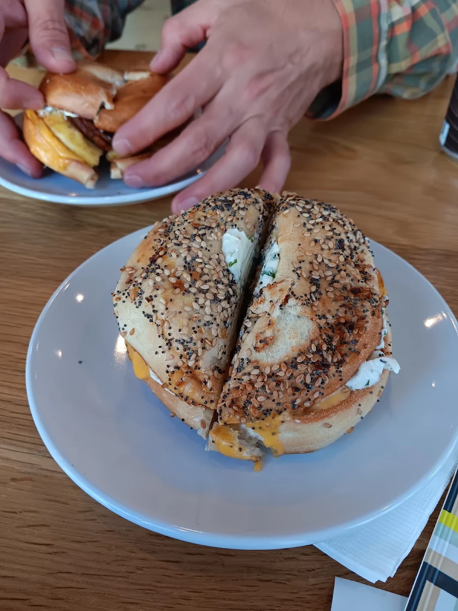 Turkey Sausage Egg Cheese Every Thing Bagel