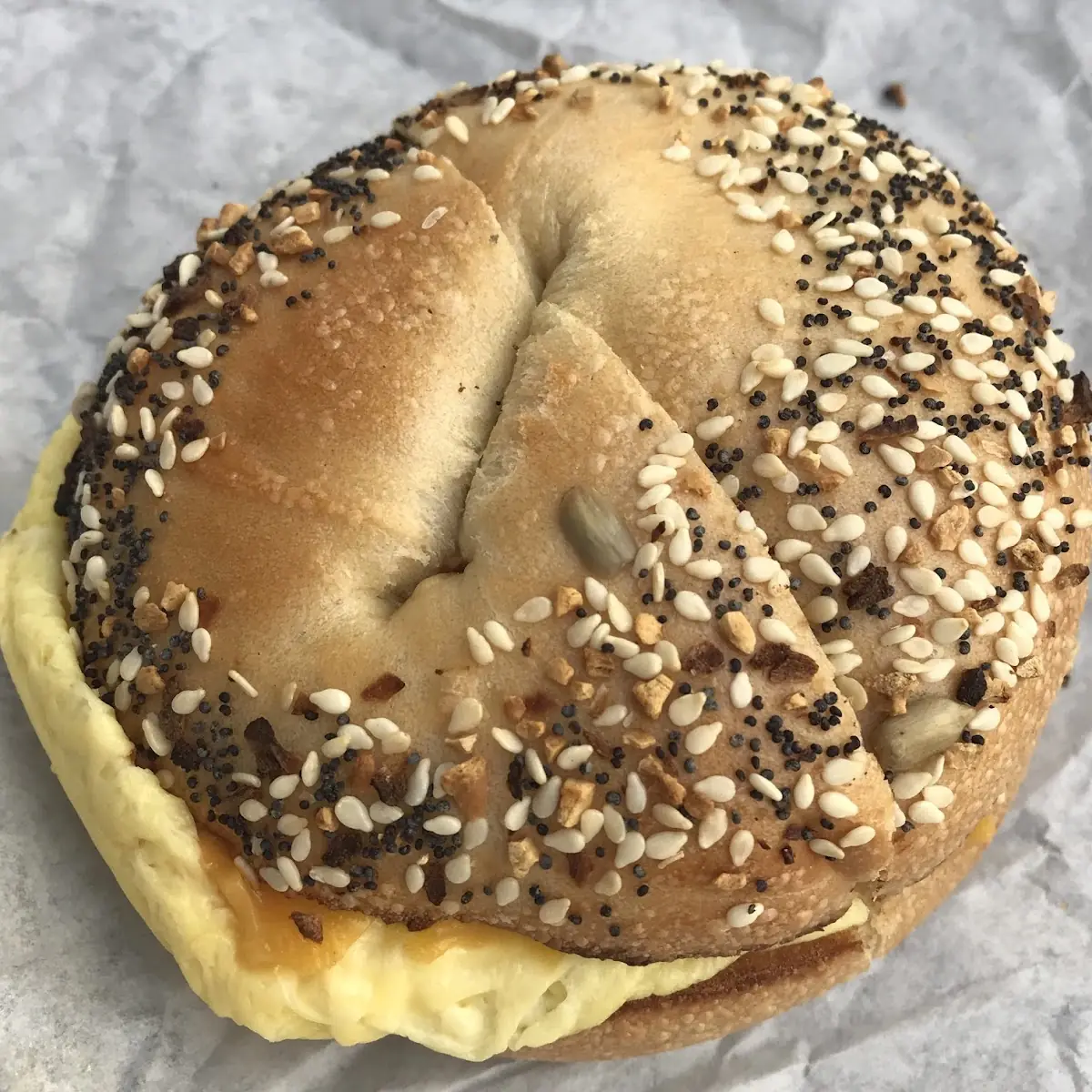 Everything Bagel with Egg N Cheese