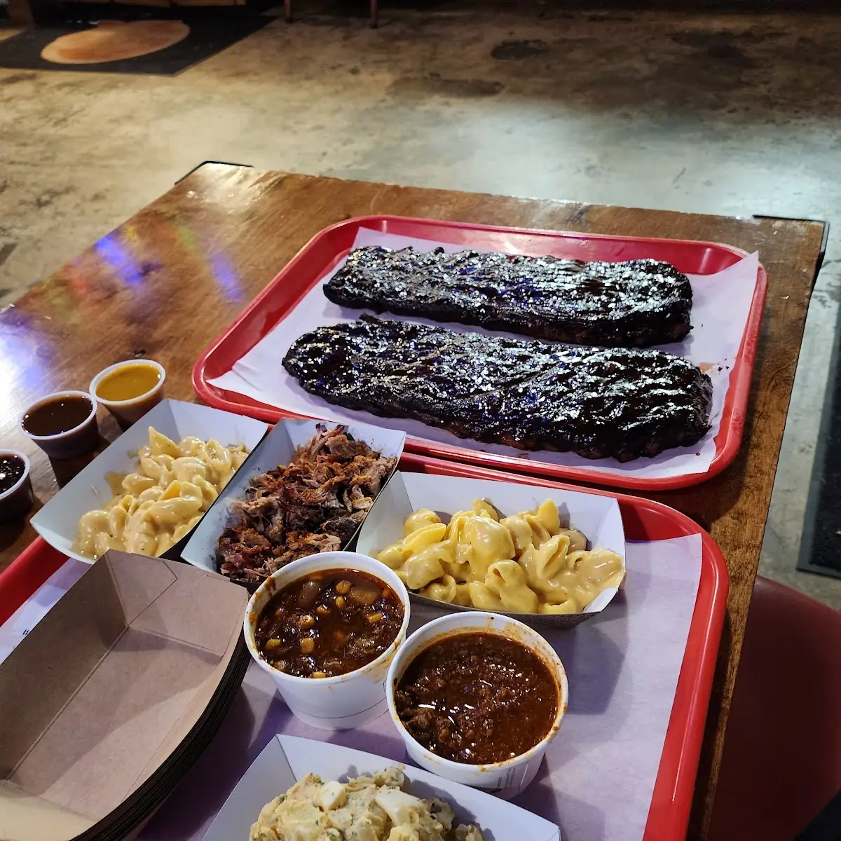 BBQ Ribs Pulled Pork Brisket Mac and Cheese
