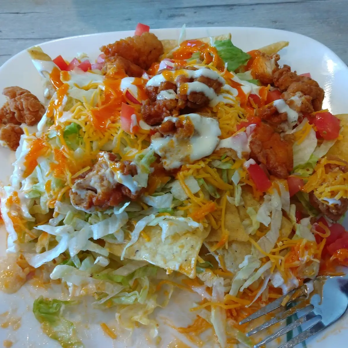 Grilled or Fried Buffalo Chicken Nachos