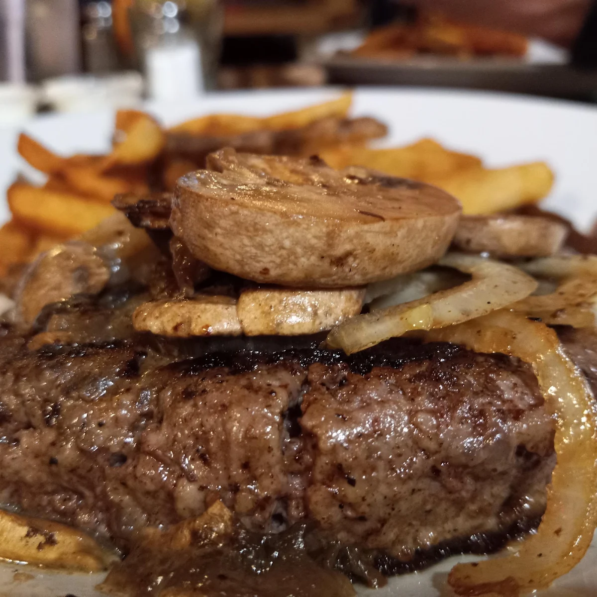 Bunless Burger with Sauteed Mushrooms and Onions