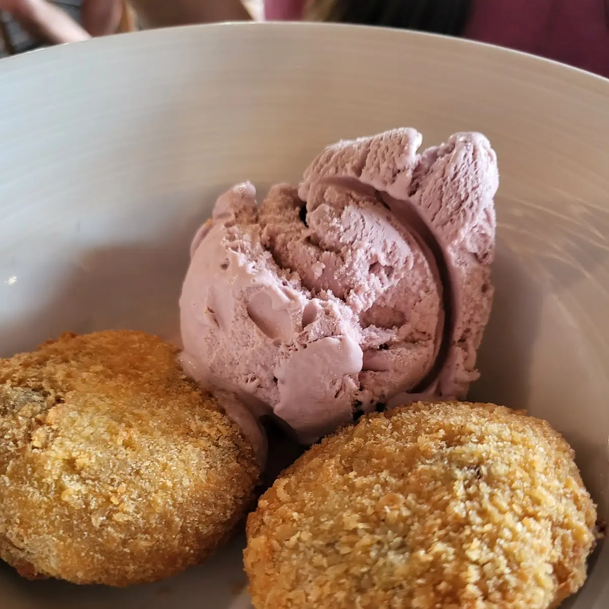 Deep Fried Cookie Dough with Huckleberry Ice Cream