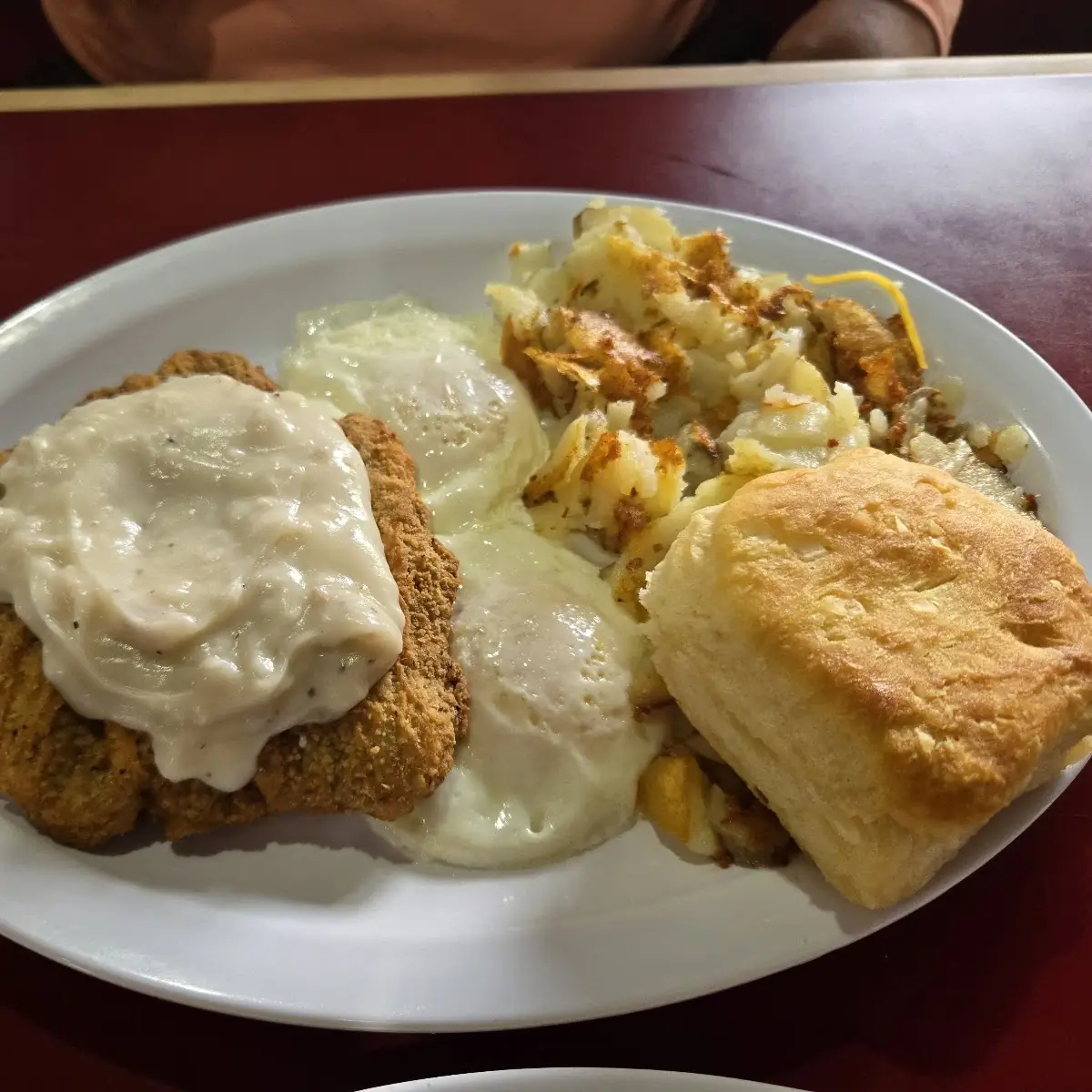 Biscuits and Gravy with Two Soft Scrambled Eggs Right on Top