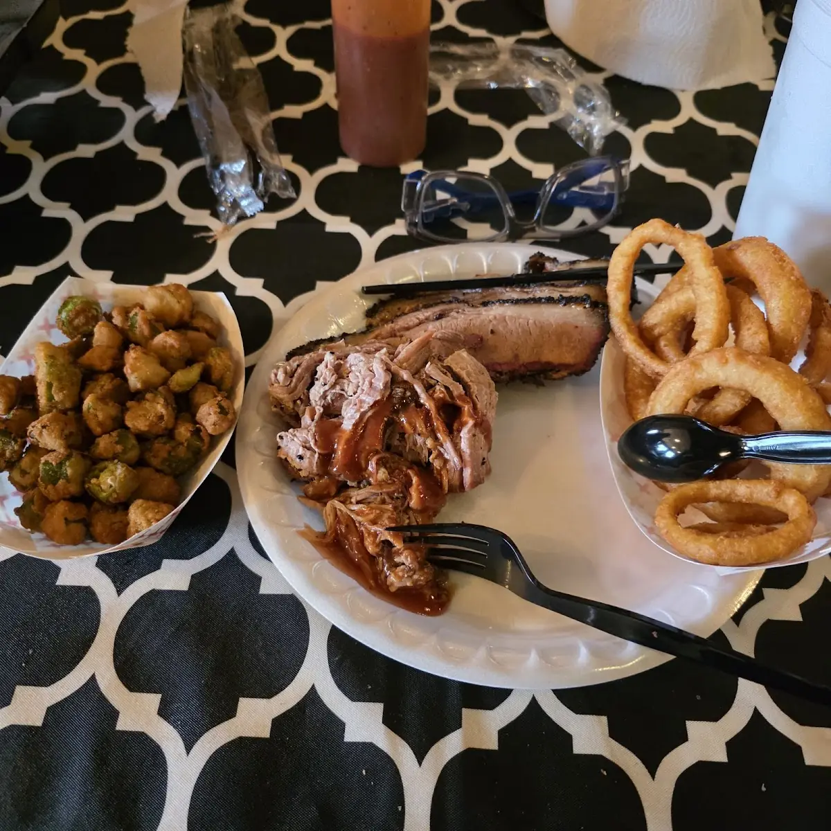 Brisket Onion Rings and Fried Okra
