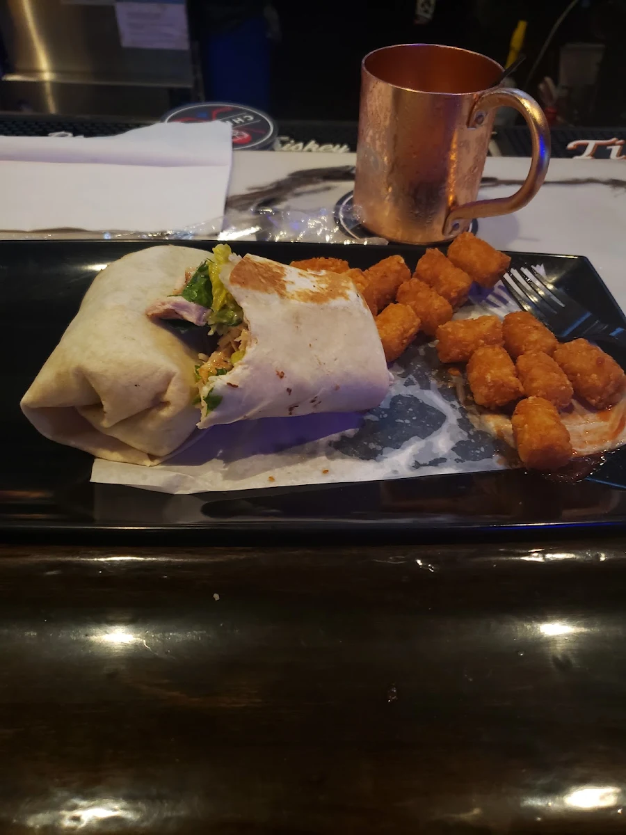 Cesar Chicken Wrap with Tater Tots