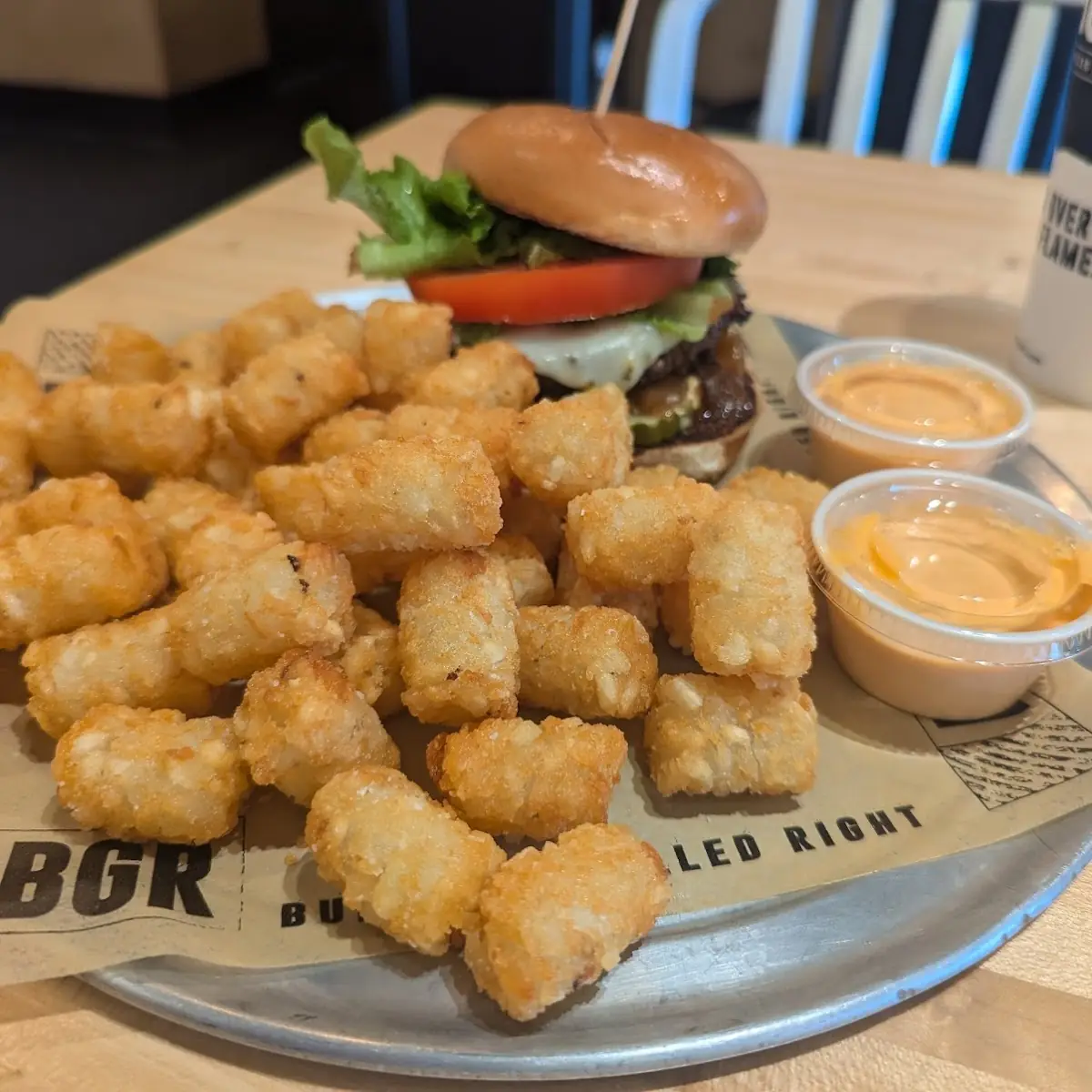Featured Bacon Burger with Tots