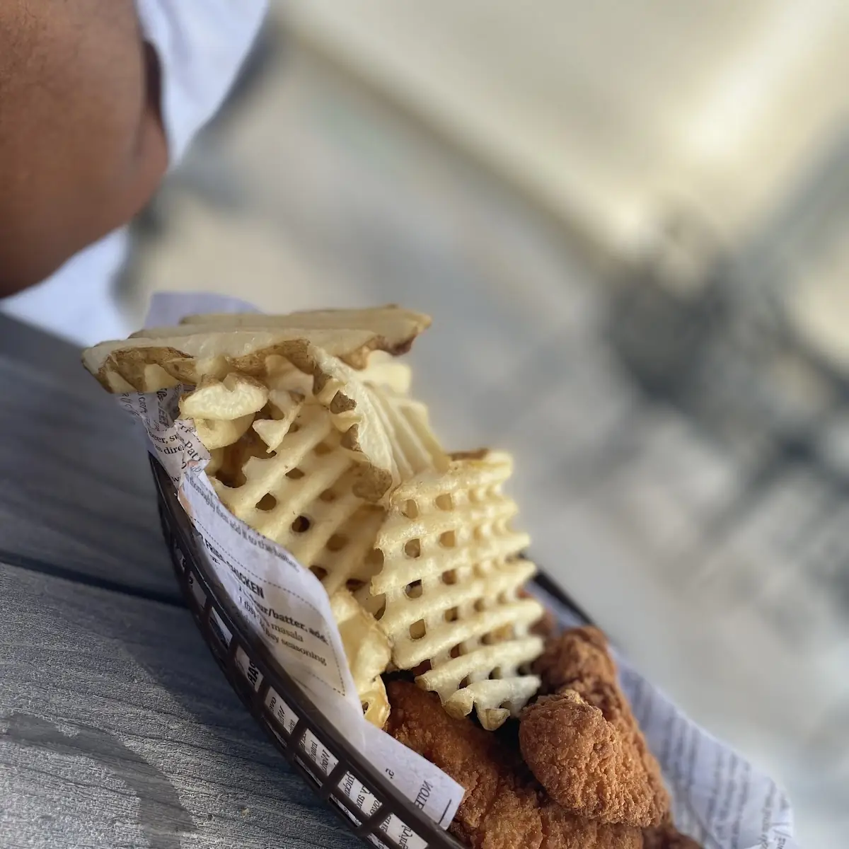 Chicken Strips with Waffle Fries