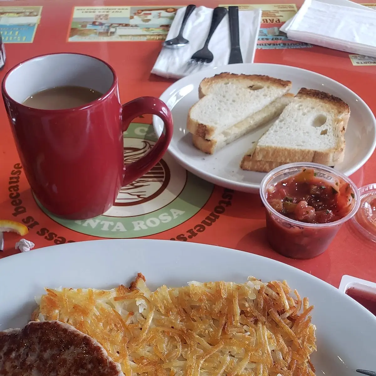 Scrambled Eggs with Sausage and Hash Browns