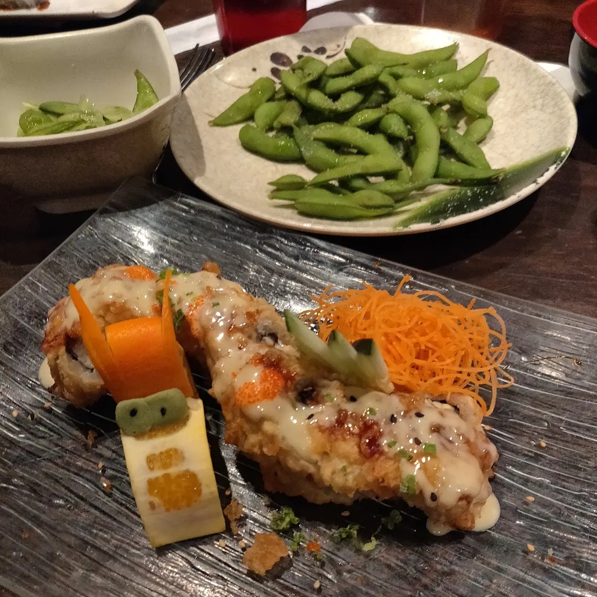 Dragon Roll and Edamame