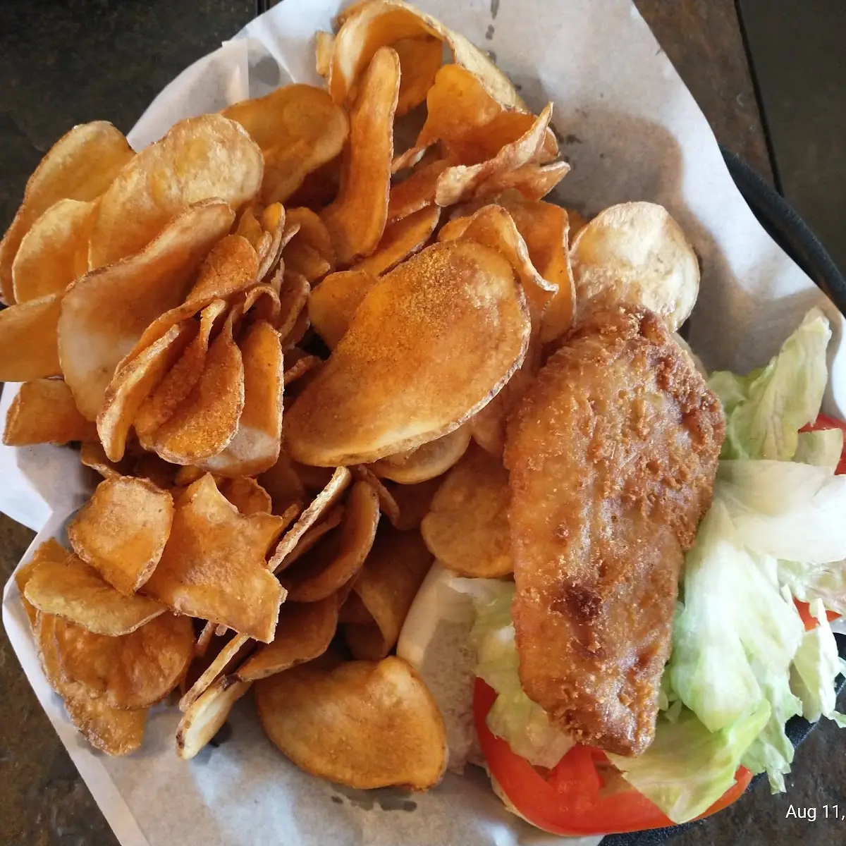 Fried Cod Sandwich with Chips