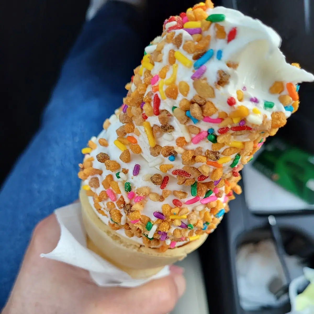 Medium Vanilla Cone with Peanut Butter Crunches