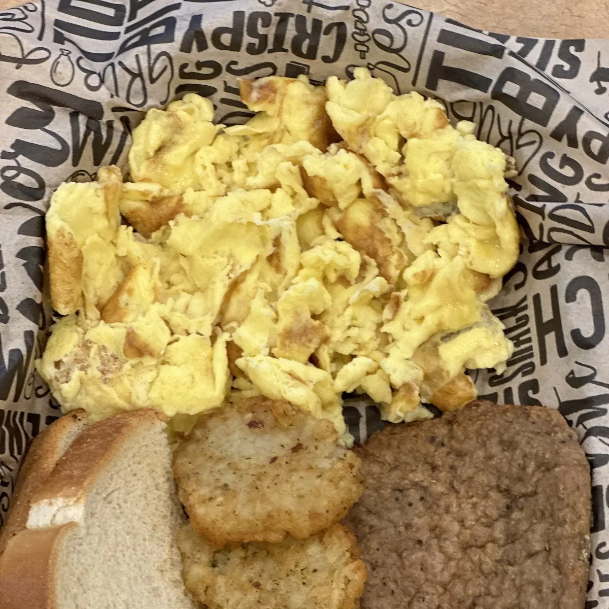3 Eggs Any Style with Hash Browns and Toast