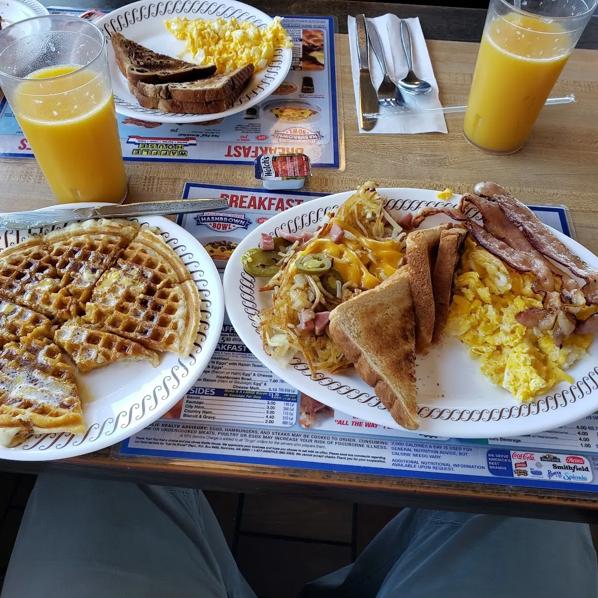 Scrambled Eggs Bacon Toast with Waffles