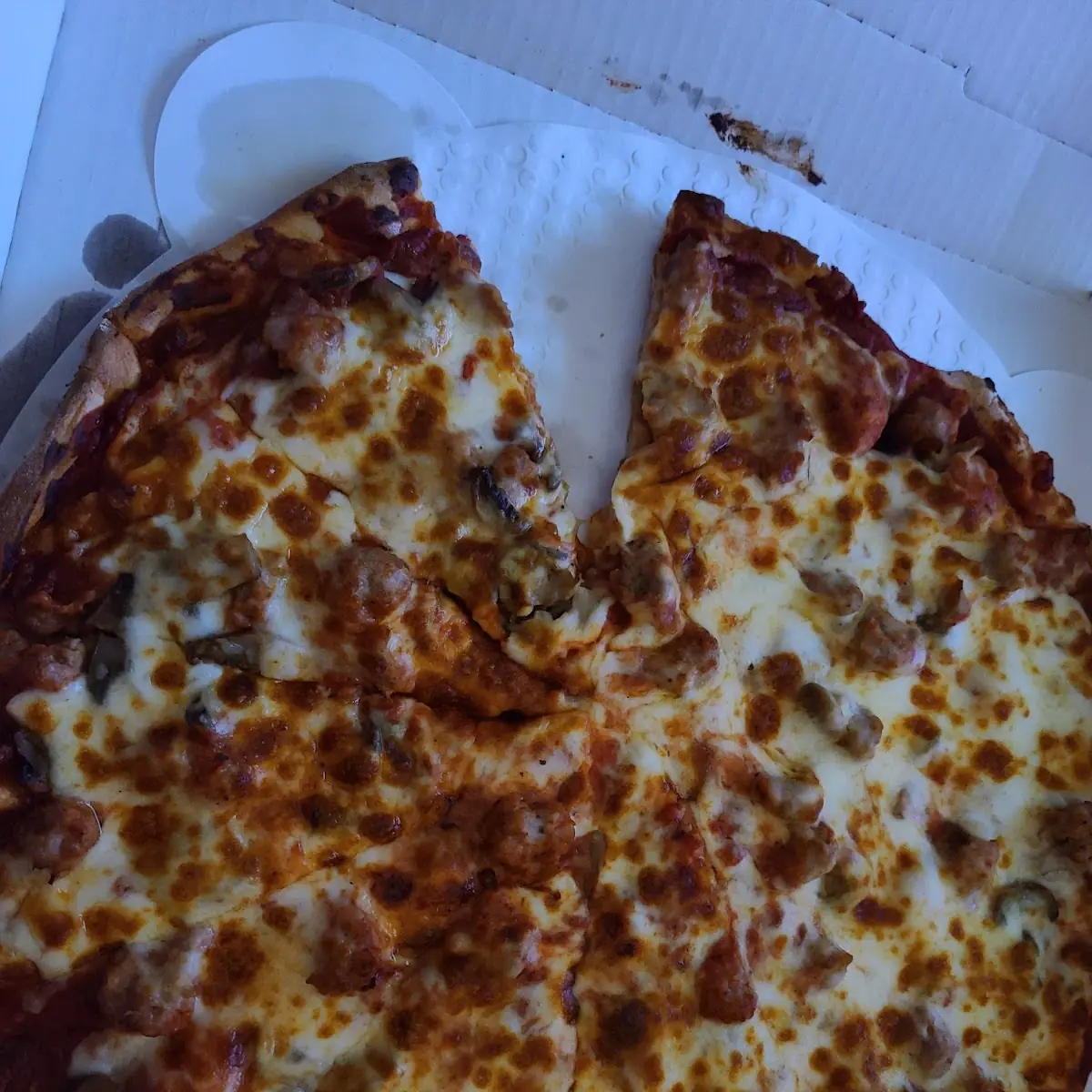 Mushroom and Sausage Deep Dish Cheese Pizza