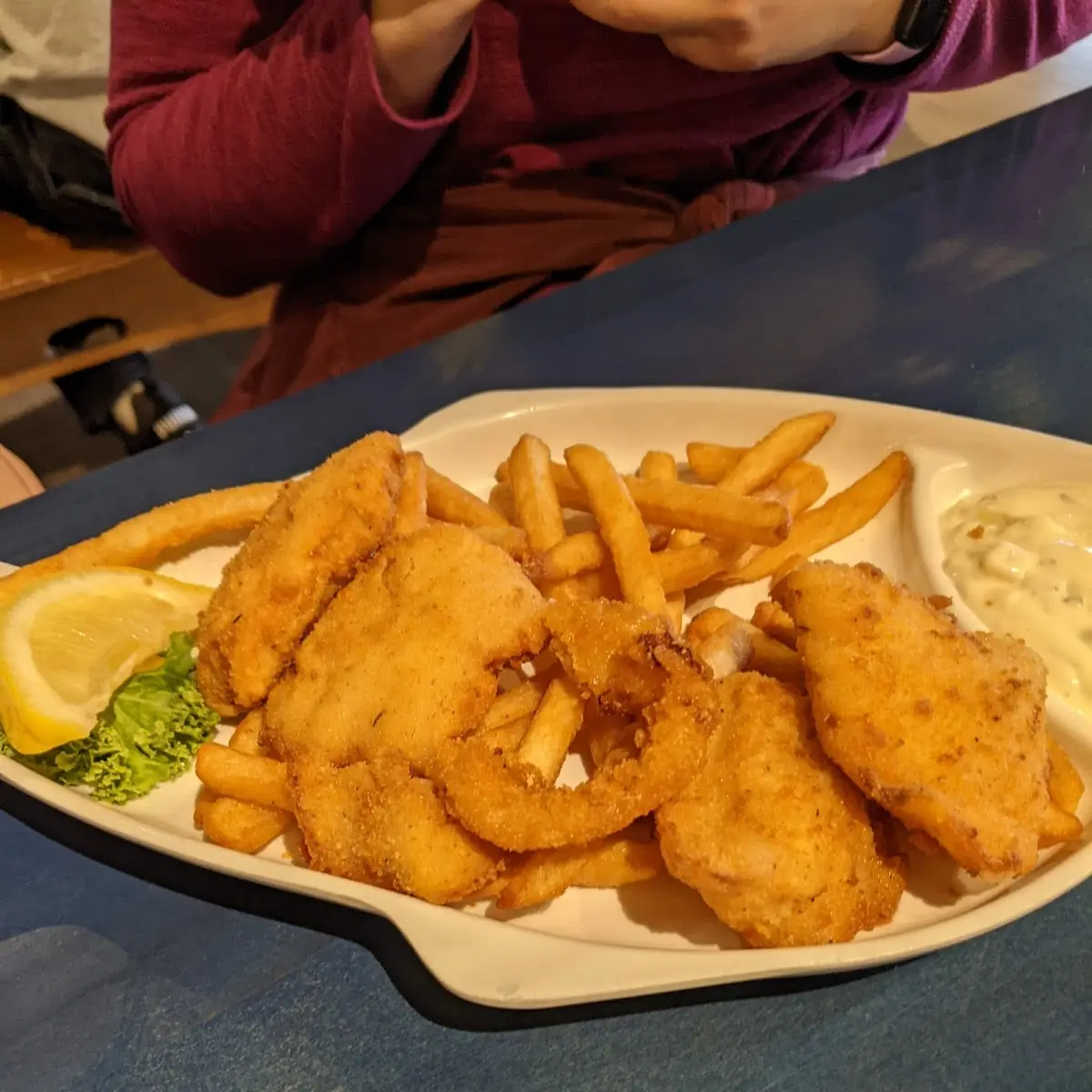 Fried Fish and Chips with Lemon