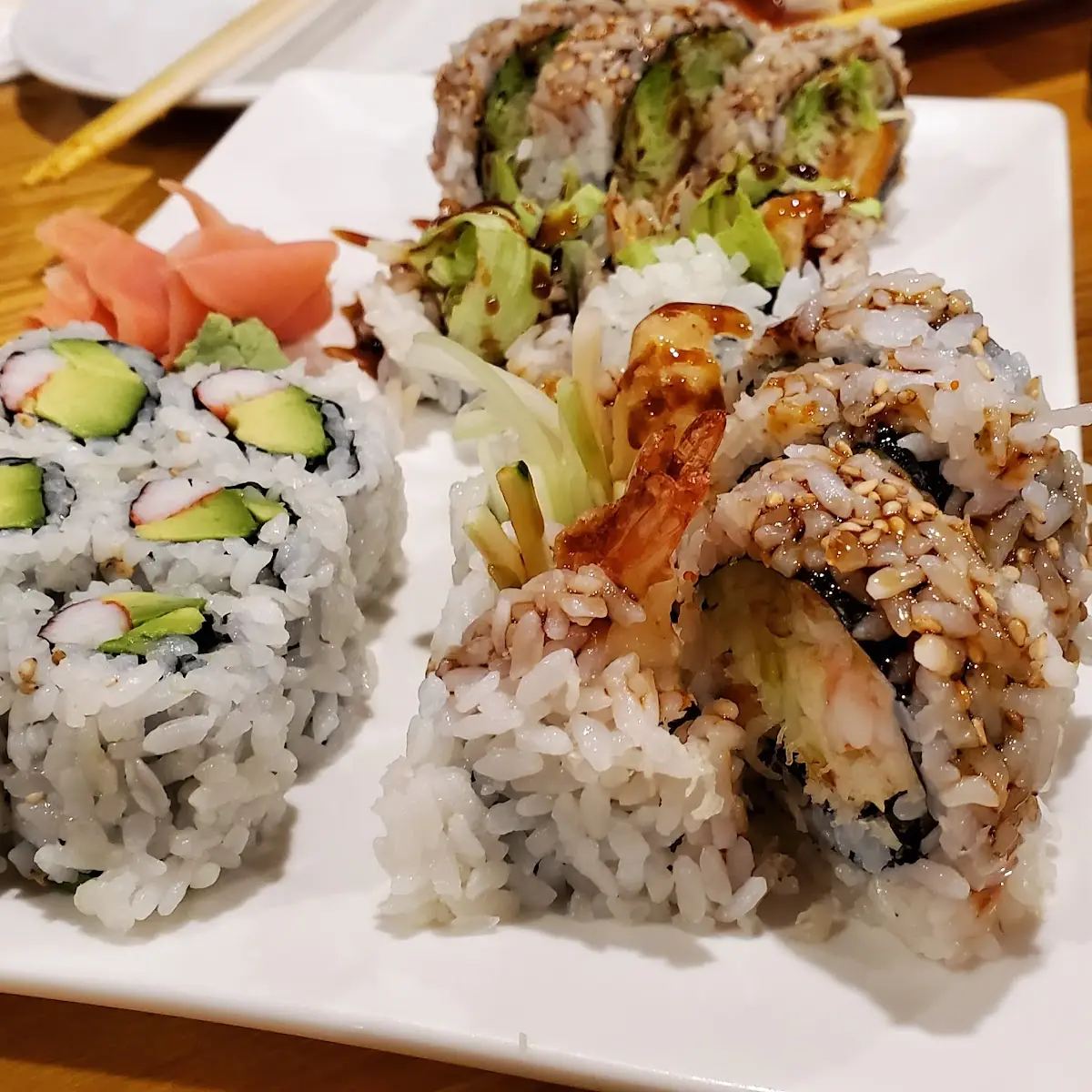 California Roll Sweet Potato Roll Tempura Roll