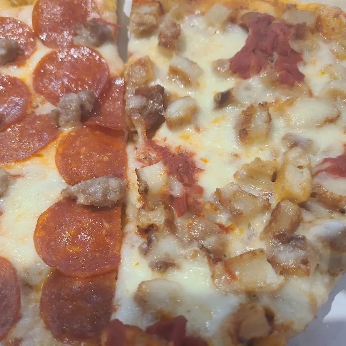 Sausage and Pepperoni Pizza Slice and Chicken Parm Slice