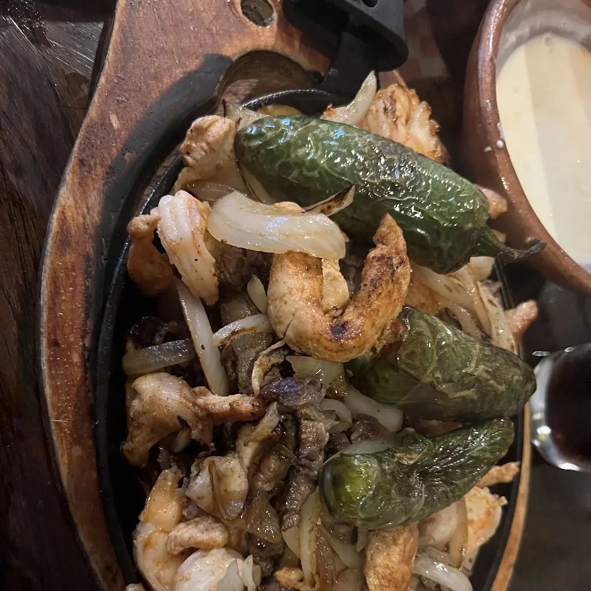 Steak Chicken and Shrimp Fajitas