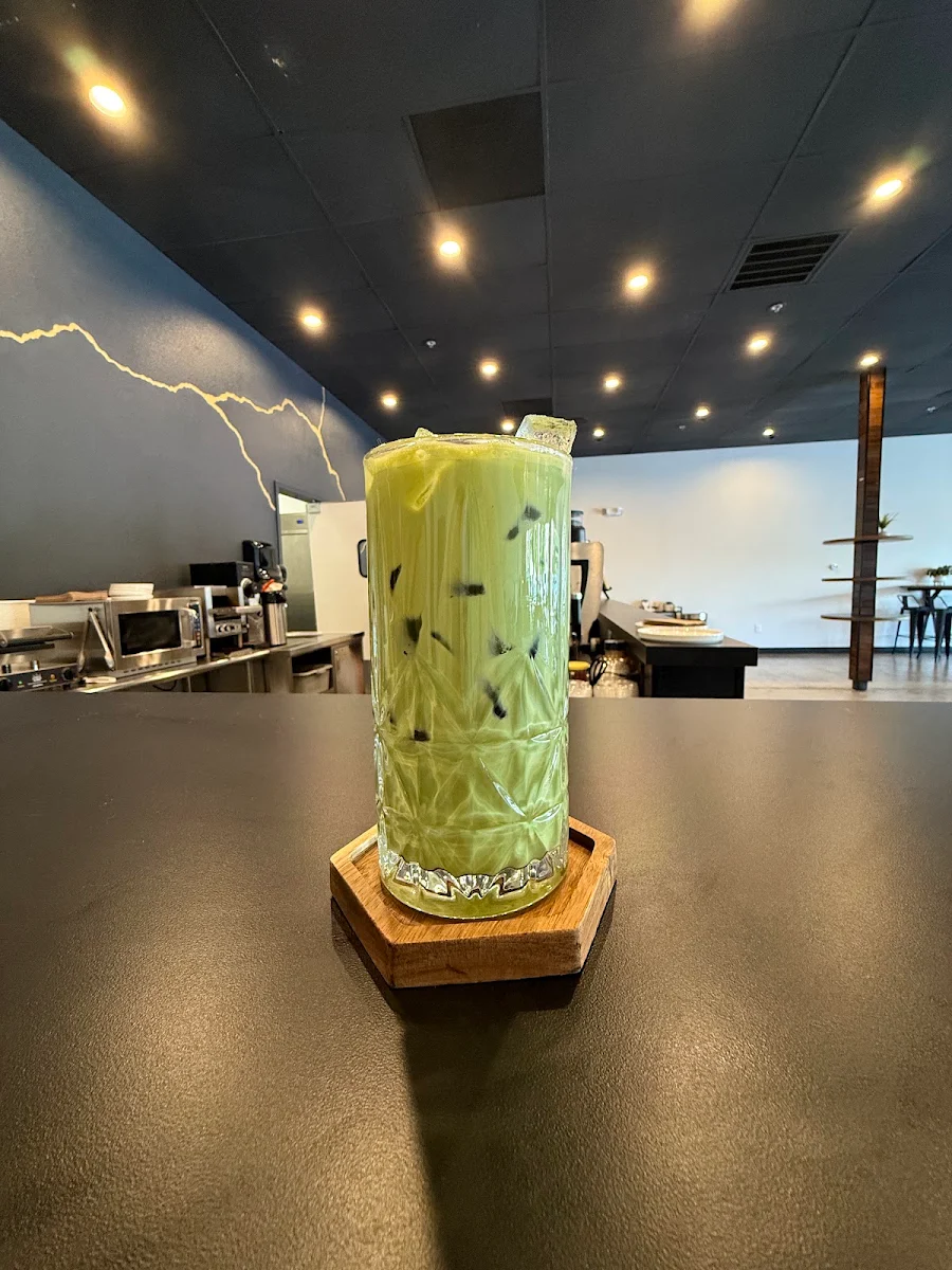 Iced Matcha Latte in Glass