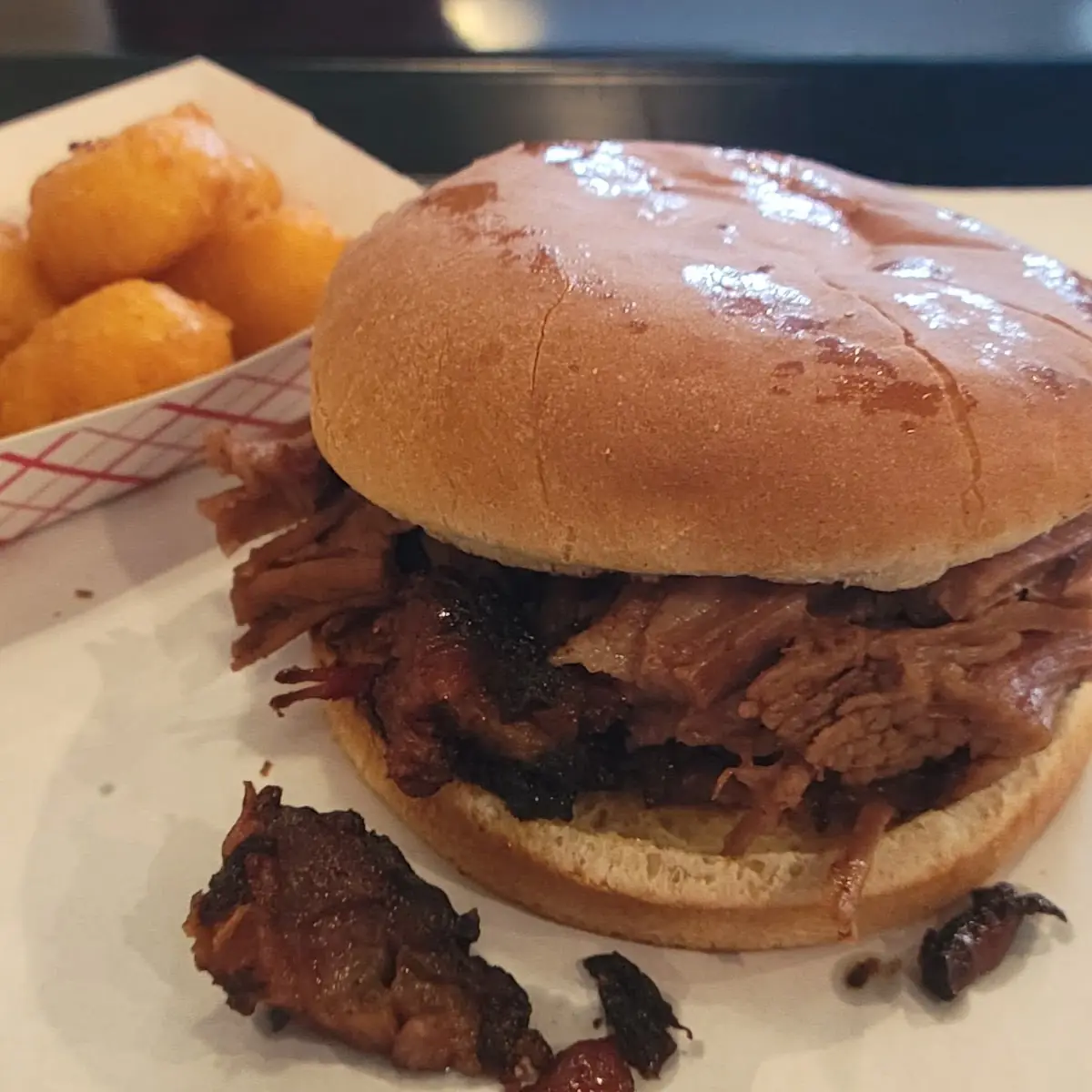 Beef Brisket Sandwich with Corn Fritters
