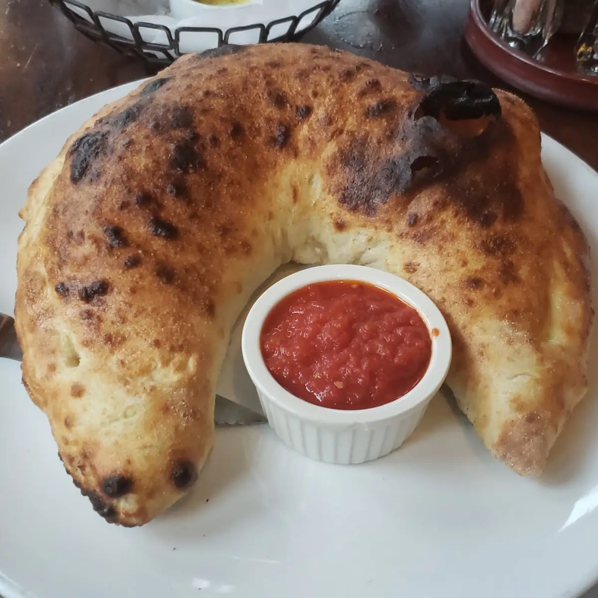 Baked Calzone with Marinara Sauce