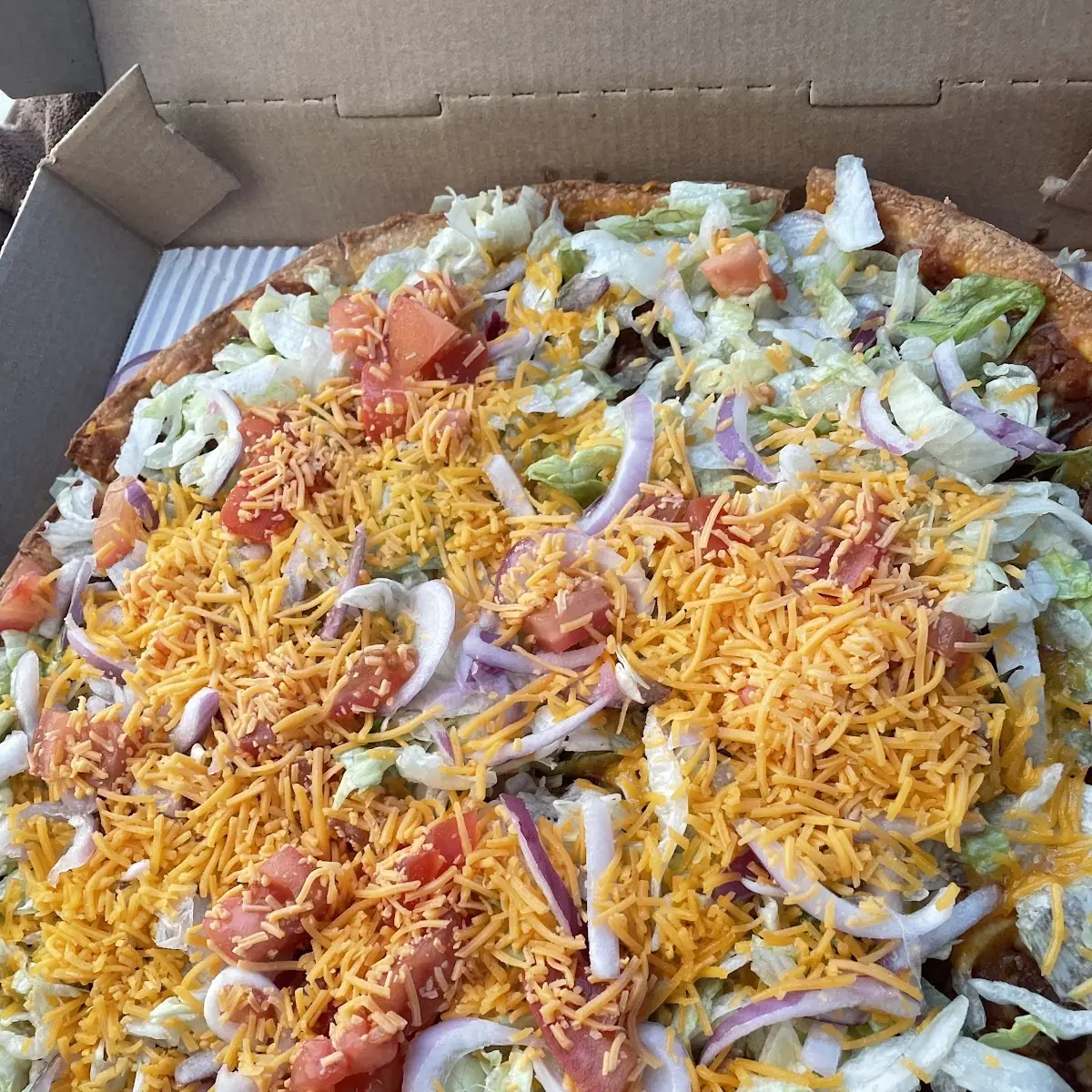 Beef Taco Thin Crust Cheese Pizza