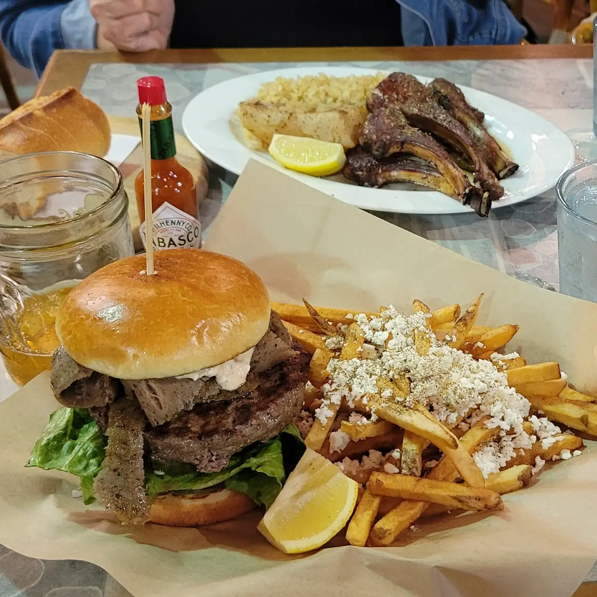 Gyro Burger and Lamb Chops