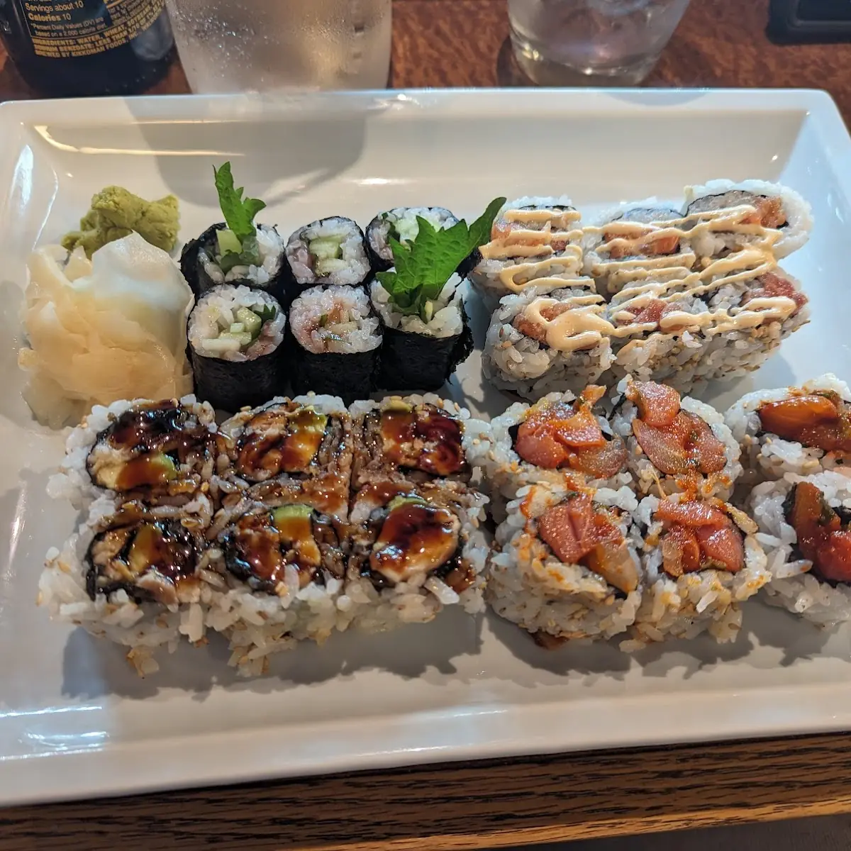 Ume Shiso Roll Spicy Tuna Roll Eel Avocado Roll and Dynamite Roll