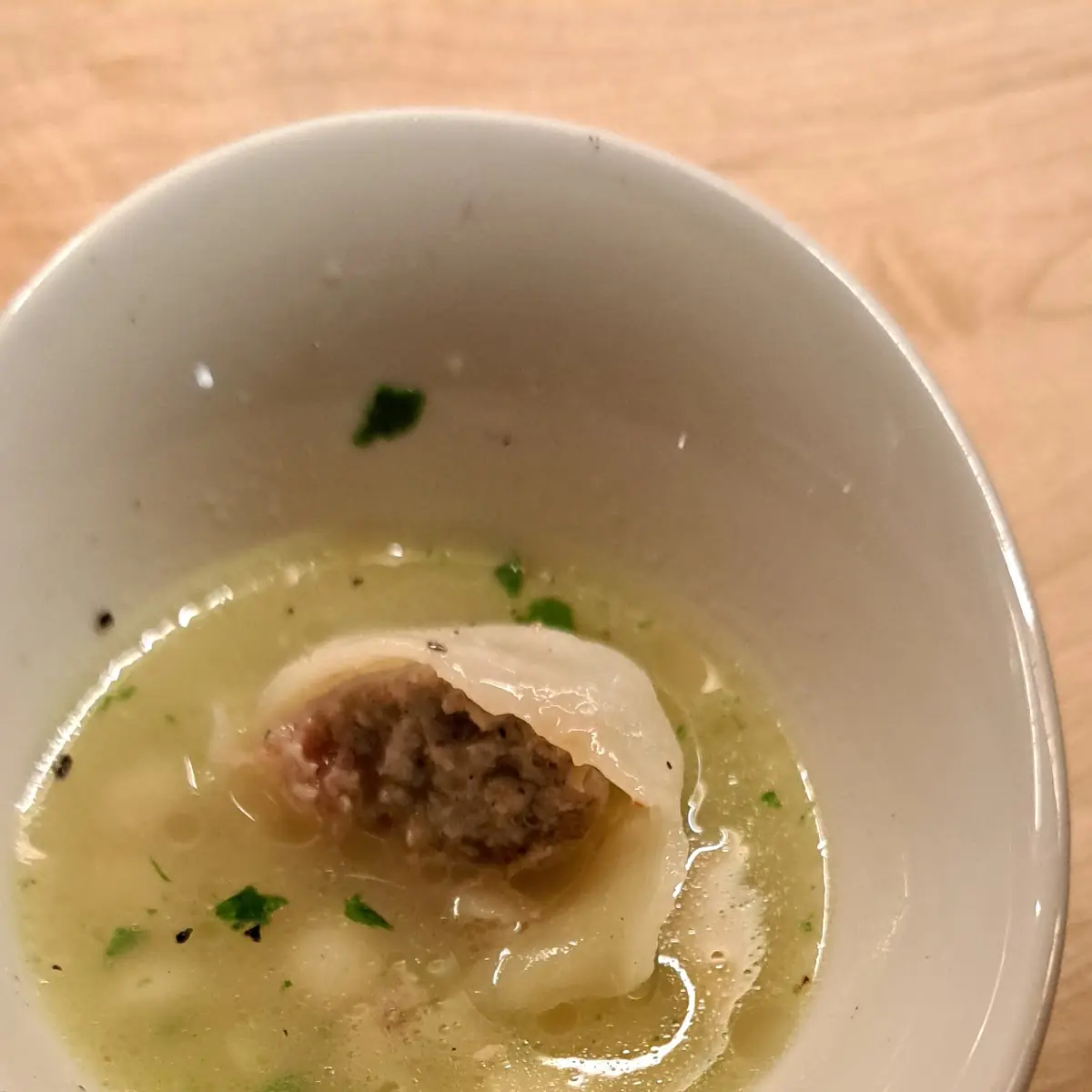 Guinea Hen Dumpling with Aromatic Broth