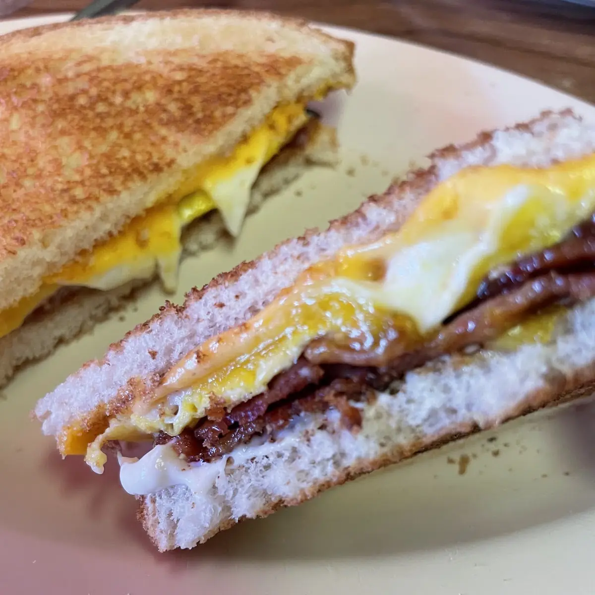 Fried Egg and Cheese Sandwich with Bacon