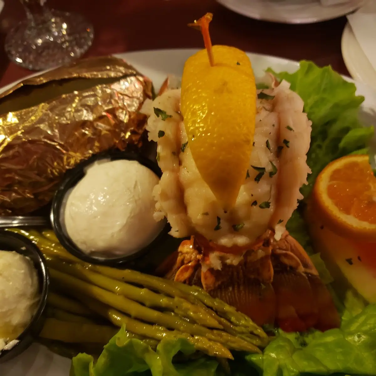 Lobster Tail Loaded Baked Potato