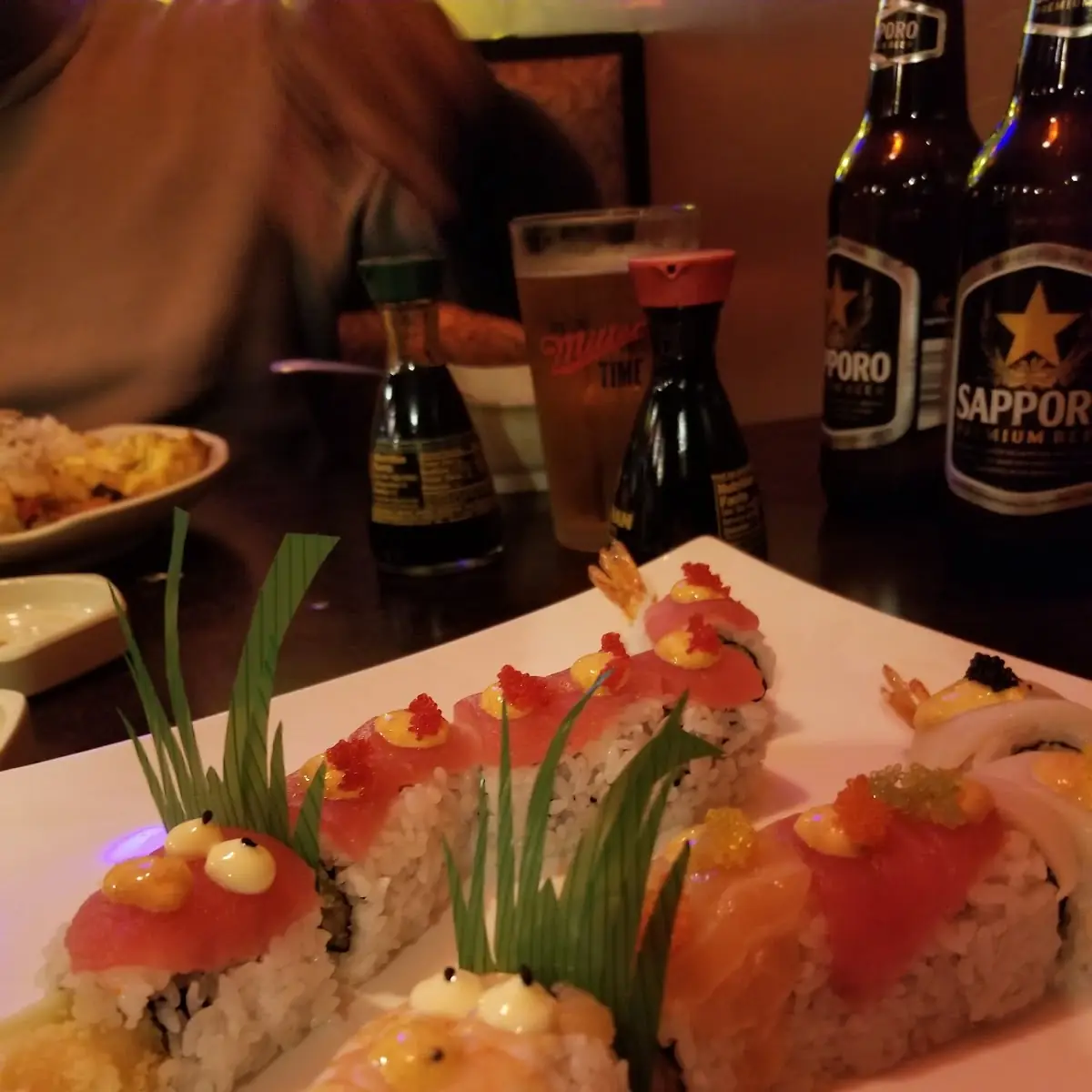 Red Dragon and Rainbow Dragon Roll