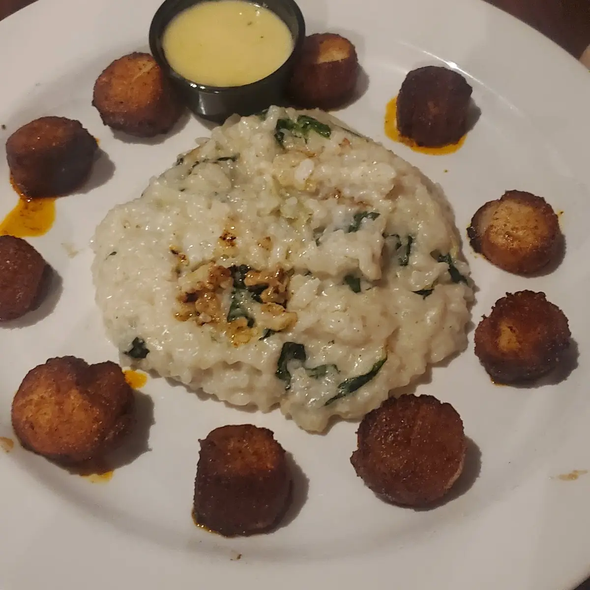 Blackened Pan Seared Scallops with Risotto