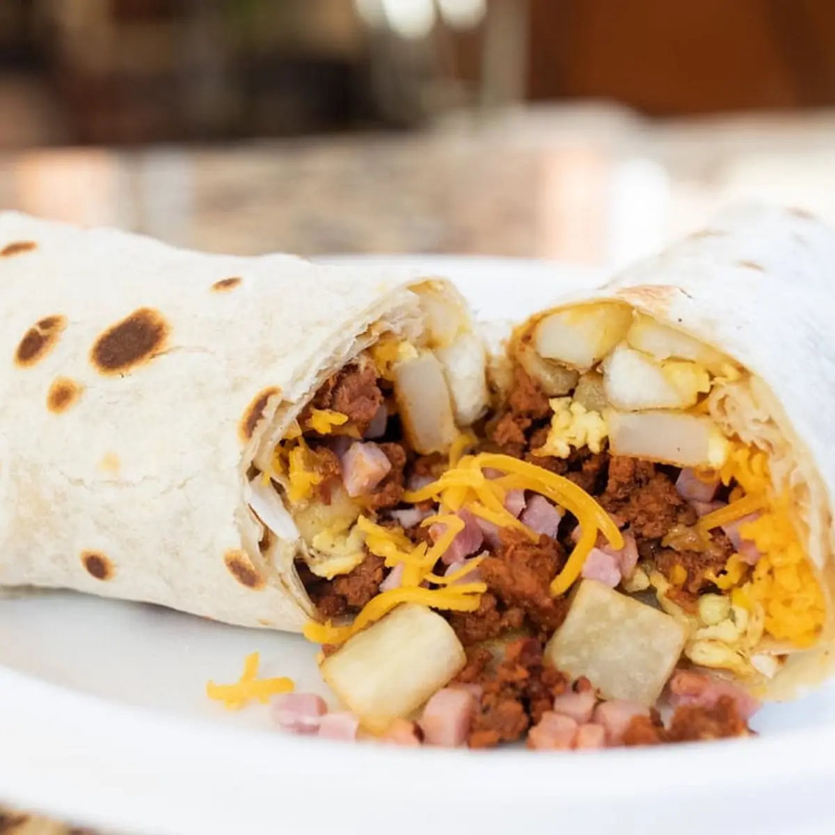 Ham Egg and Cheese Breakfast Burrito