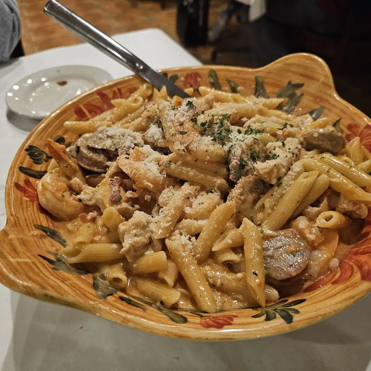 Penne Pasta with Shrimp Sausage