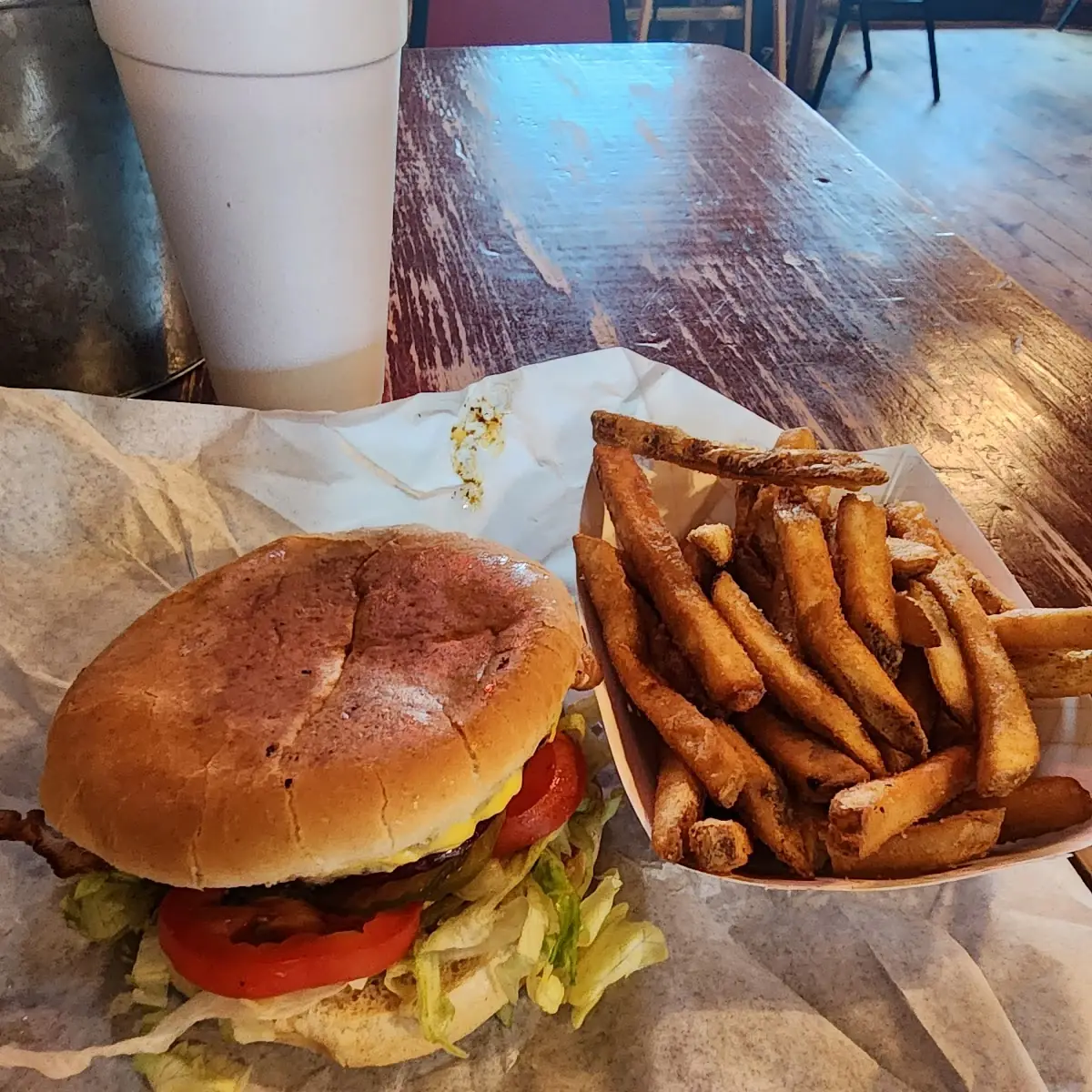 Bacon Cheeseburger and Fries