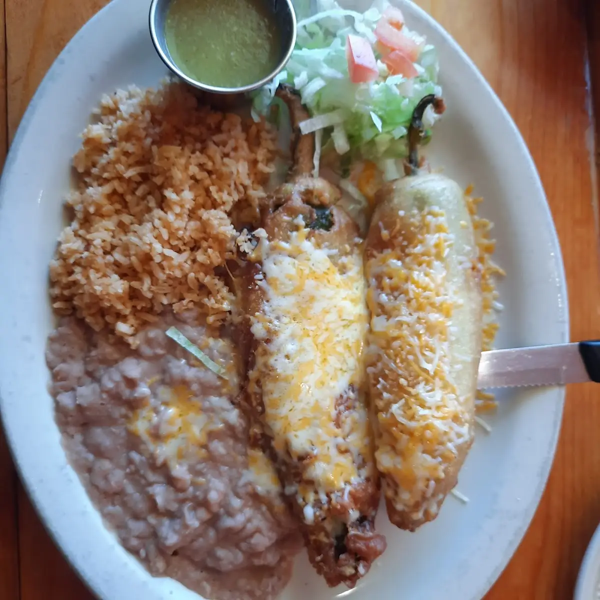 Chile Relleno Plate with Rice & Beans