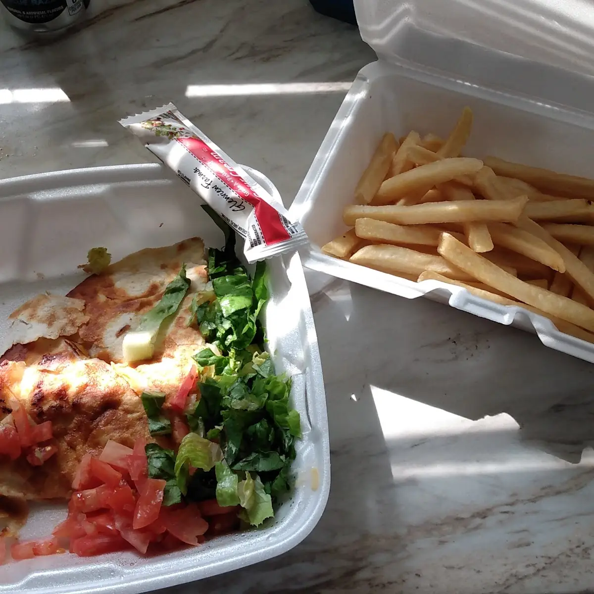 Chicken Quesadilla and Fries