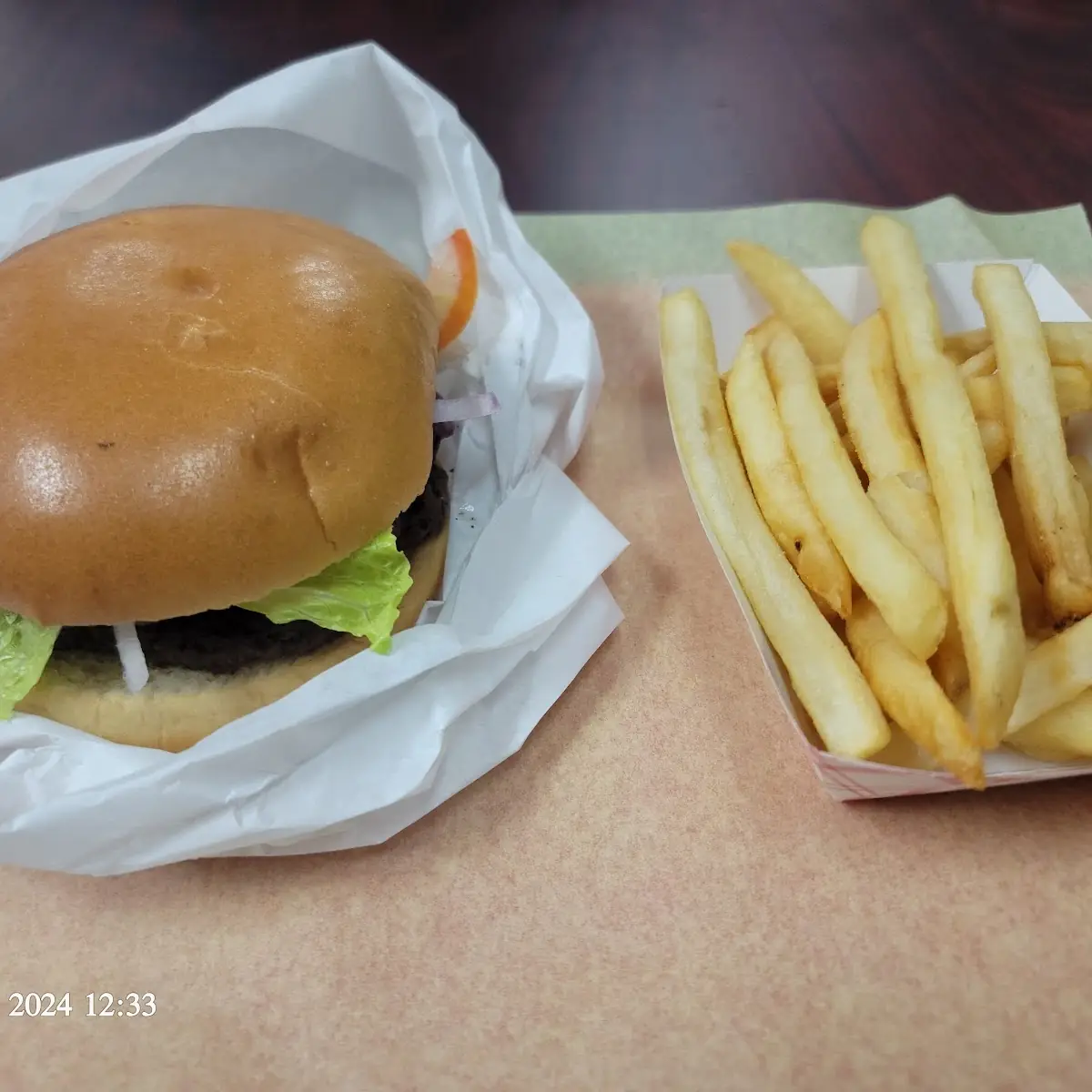 Double Beef Burger w Cheese Fries
